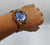 Men's wooden watch with blue kadran wooden bracelet