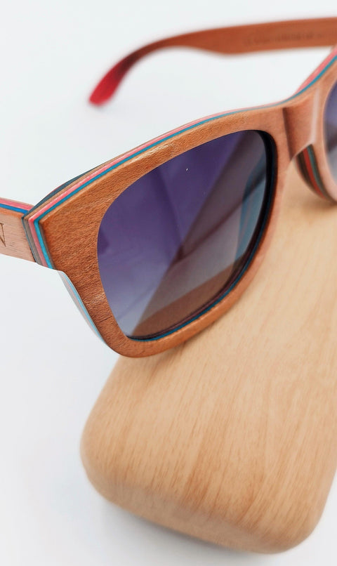 Brown design tricolor wooden sunglasses brown