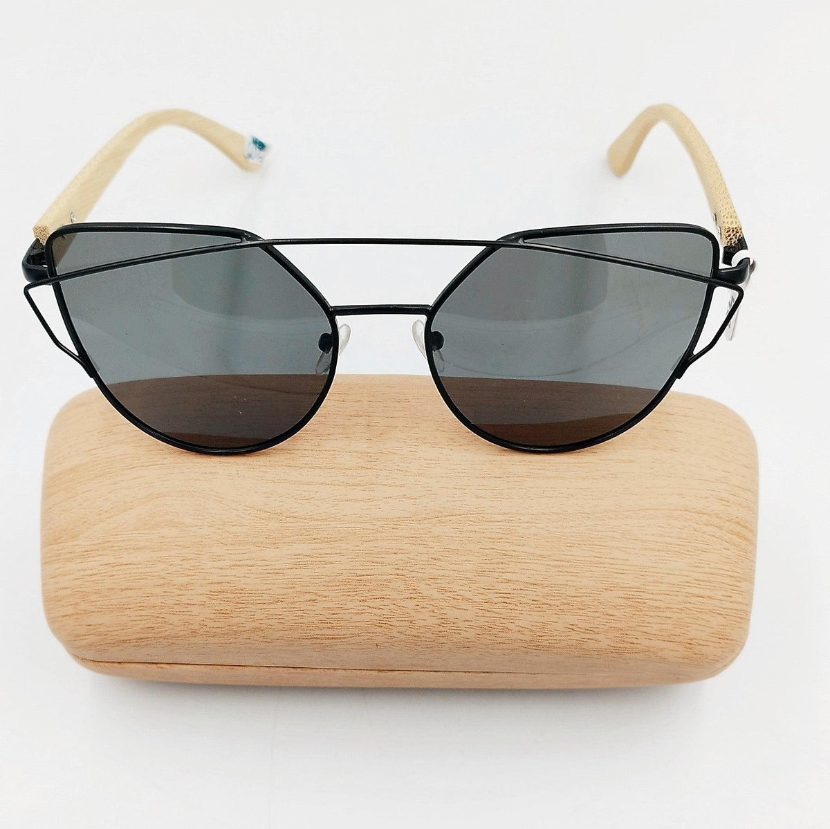 Black metallic and bamboo wooden sunglasses - Handmade bags & jewelry Green Products