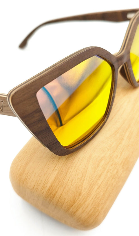 Brown women bamboo wooden sunglasses