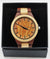 Red brown and beige wooden wrist watch