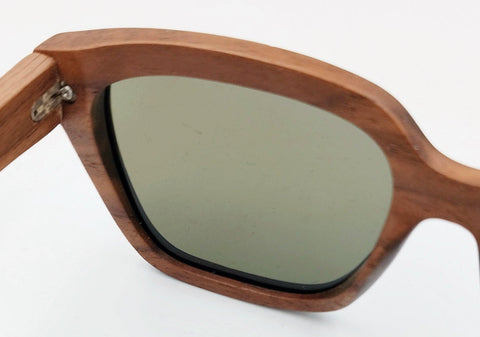 Unisex bamboo wooden sunglasses blue lens