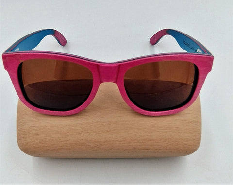 Fuchsia unisex bamboo wooden sunglasses