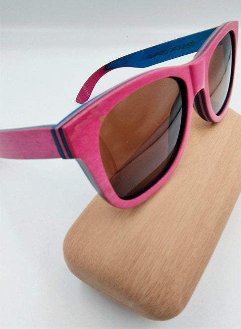 Fuchsia unisex bamboo wooden sunglasses