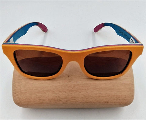 Yellow unisex bamboo wooden sunglasses