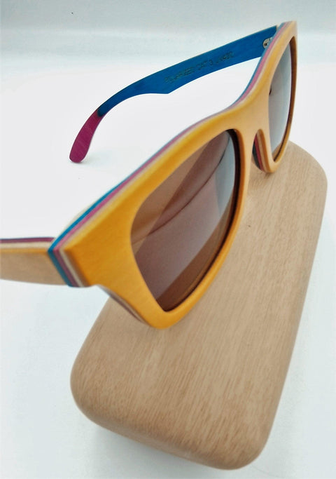 Yellow unisex bamboo wooden sunglasses