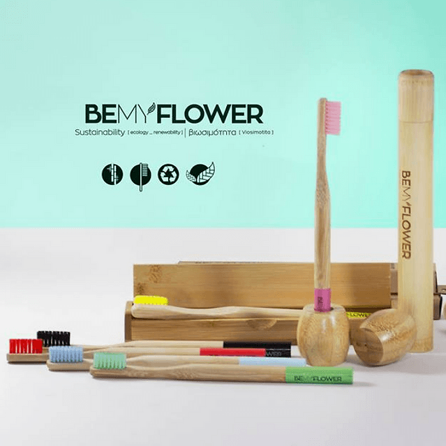 Kids Bamboo Toothbrush BeMyFlower - Handmade bags & jewelry Green Products
