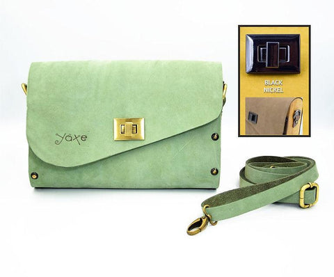 Mint leather wood women bag