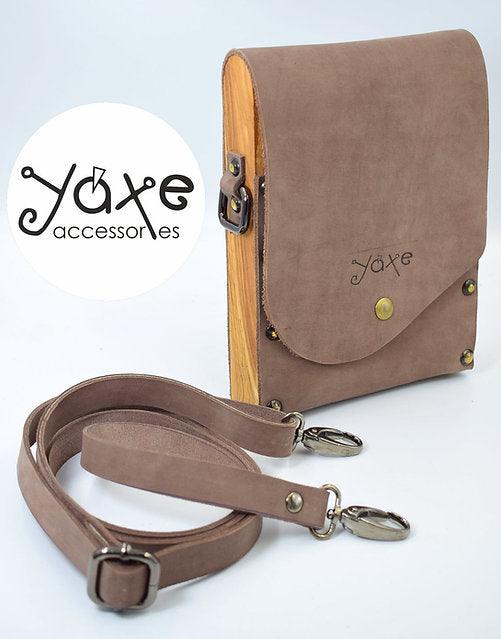 Mocha belt brown bag from leather and wood