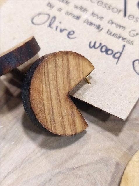 Olive tree wood earrings