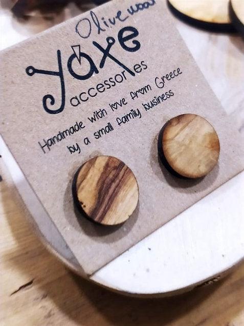 Olive tree wood earrings Small Round