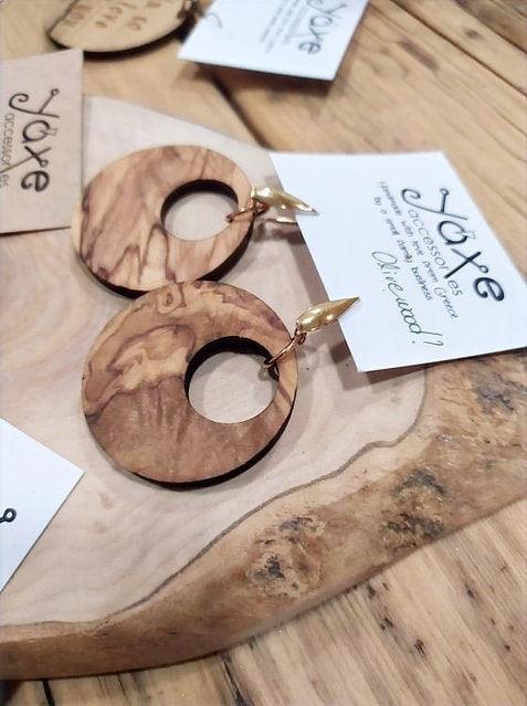 Olive tree wood earrings