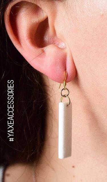 Rectangle white marble drop earrings