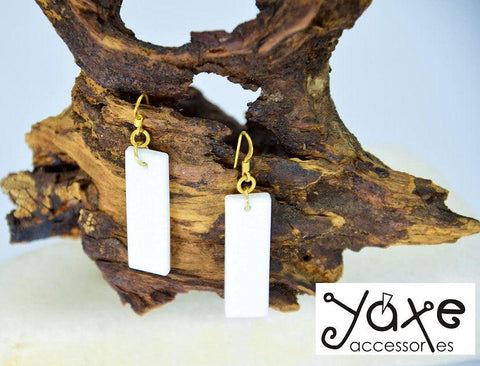 Rectangle white marble drop earrings