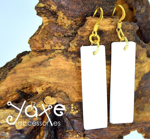 Rectangle white marble drop earrings