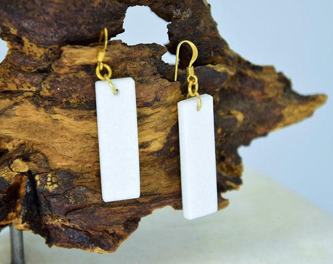 Rectangle white marble drop earrings