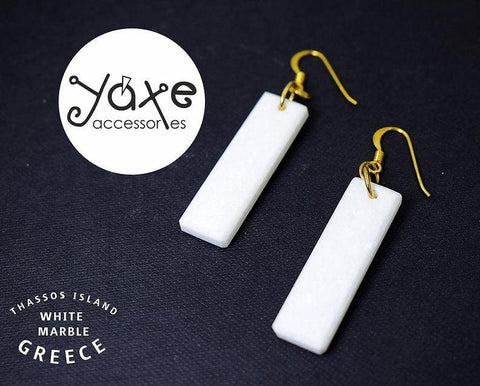 Rectangle white marble drop earrings