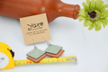 Square geometrical leather earrings