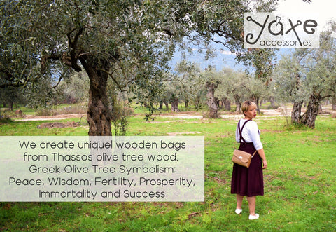 Sand bag leather wood women