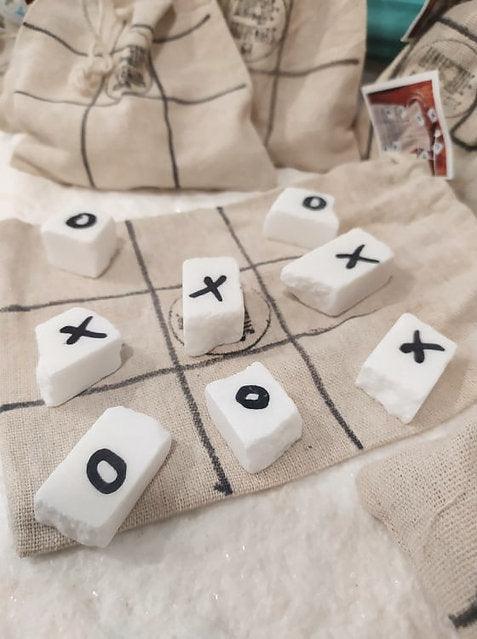 Thassos white marble Tic Tac Toe game - Triliza