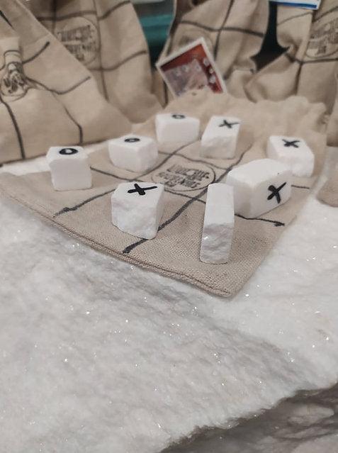 Thassos white marble Tic Tac Toe game - Triliza