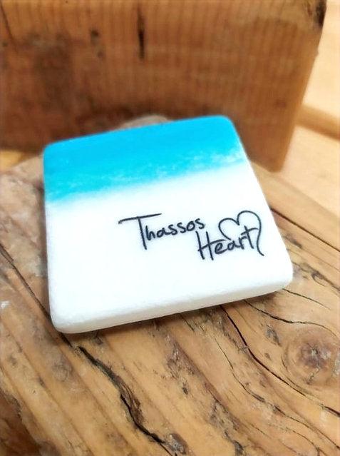 Thassos white marble souvenir magnet - Saliara