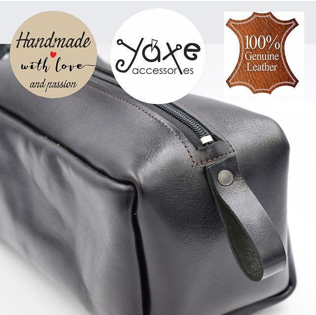 Toiletry leather bag Black Pink