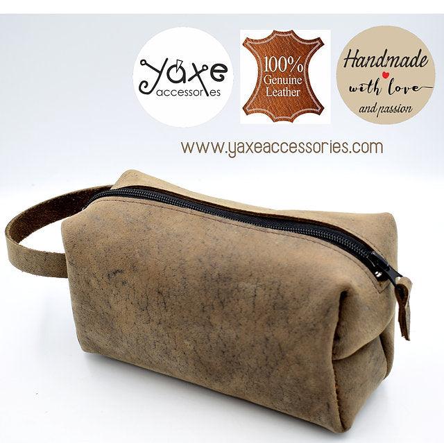 Toiletry leather bag Black Pink