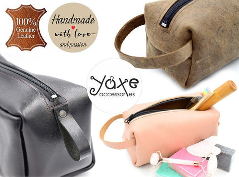 Toiletry leather bag Black Pink