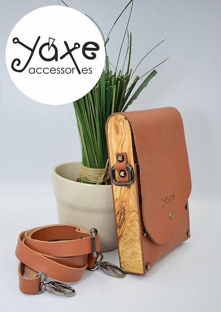 Whisky brown belt bag from leather and wood