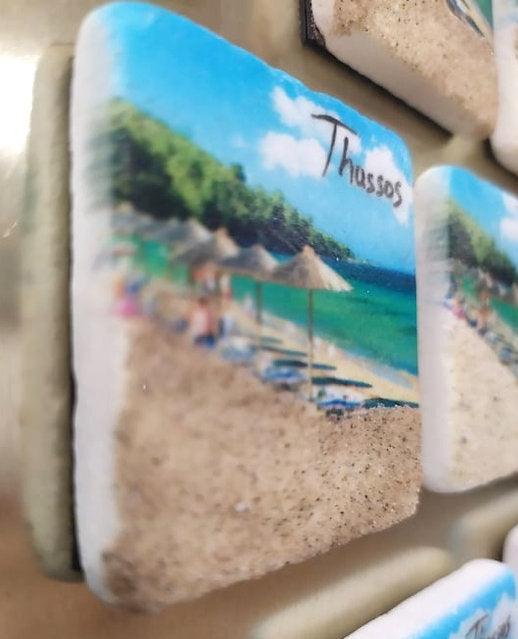 White marble Thassos Golden beach souvenir