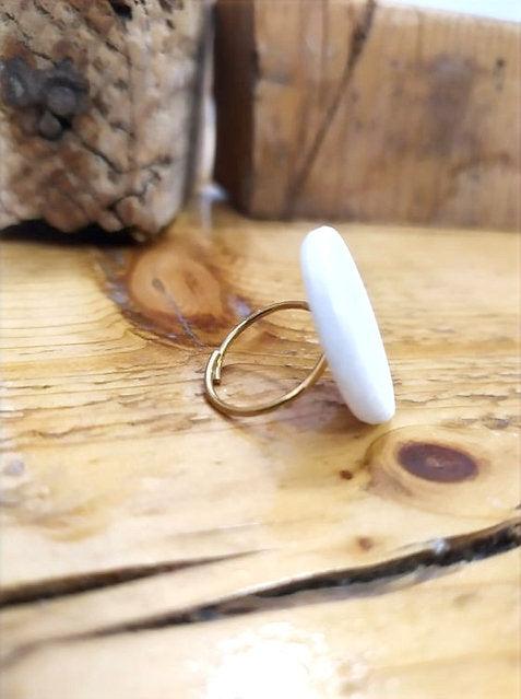 White marble round ring