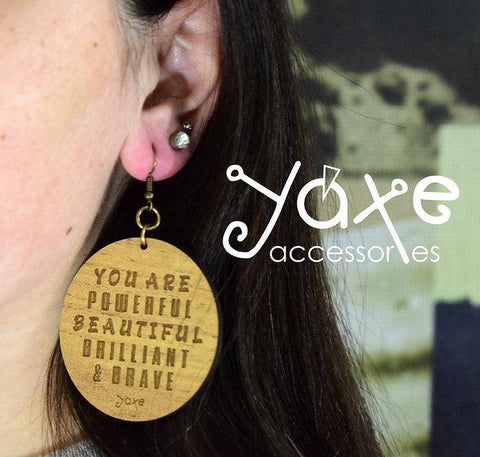 Wooden earrings jewelry You are Powerful...