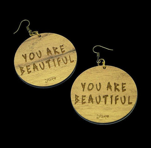 Wooden earrings jewelry You are Beautiful...
