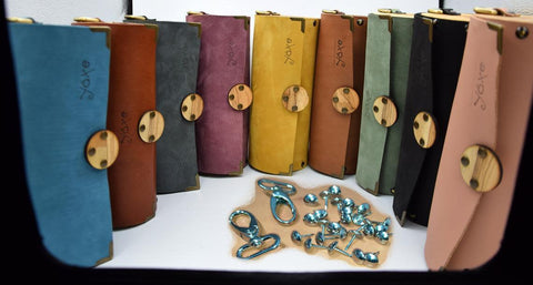 Yellow cylinder leather and wood women bag