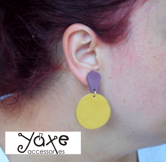 Circle and teardrop leather earrings