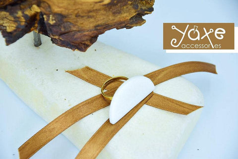 Ηalf moon White marble ring