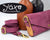 Purple small clutch women bag from leather and wood
